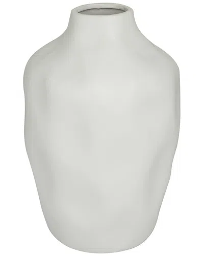 Cosmoliving By Cosmopolitan Ceramic Faceted Vase In White