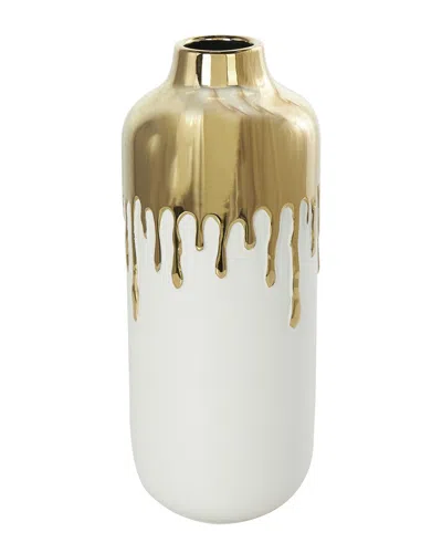 Cosmoliving By Cosmopolitan Ceramic Vase With Abstract Melting Drips