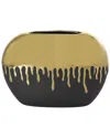 Cosmoliving By Cosmopolitan Ceramic Vase With Abstract Melting Drips In Black