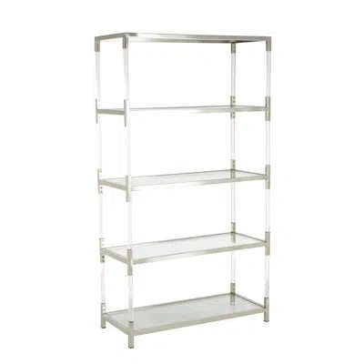Cosmoliving By Cosmopolitan Cole And Grey Acrylic Plastic Rectangle 5 Tier Shelving Unit With Silver Frame Supports In Other