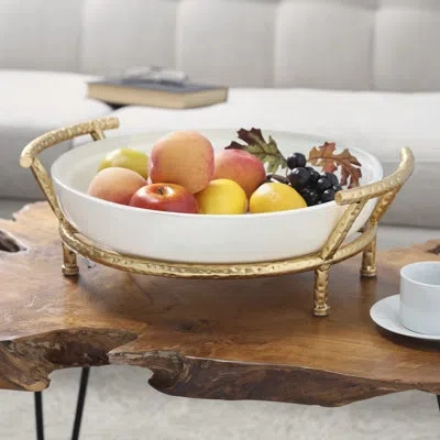 Cosmoliving By Cosmopolitan Cole And Grey Modern Glass Kitchen Serving Bowl In White