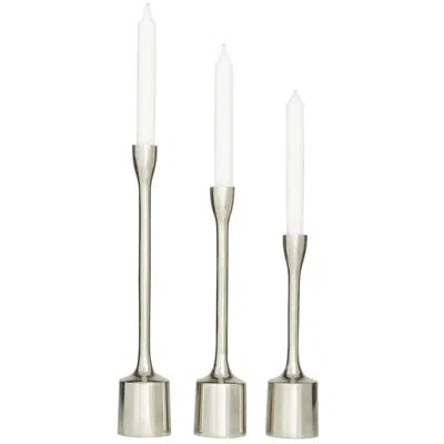 Cosmoliving By Cosmopolitan Contemporary Aluminum Tapered Candle Holder In Silver