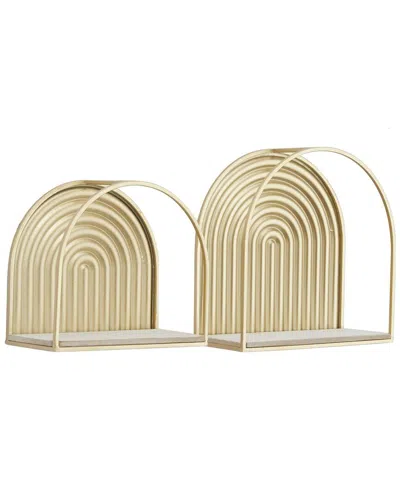 Cosmoliving By Cosmopolitan Contemporary Metal Wall Shelf Set In Gold