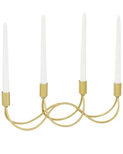 Cosmoliving By Cosmopolitan Contemporary Solid Metal Candelabra In Gold