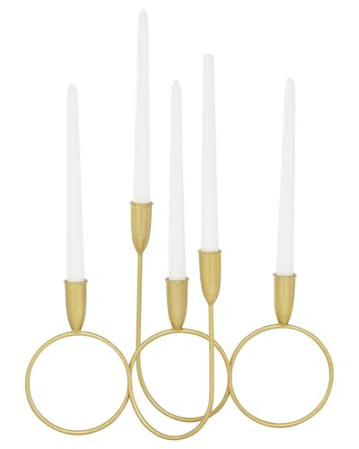 Cosmoliving By Cosmopolitan Contemporary Solid Metal Candelabra In Gold