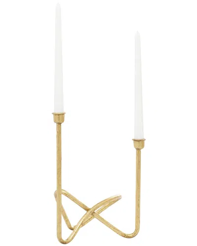 Cosmoliving By Cosmopolitan Contemporary Solid  Metal Candelabra In Gold