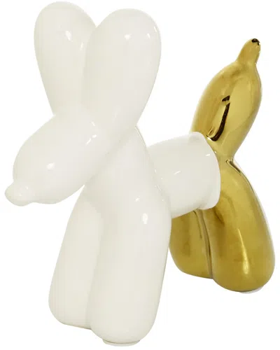 Cosmoliving By Cosmopolitan Glam Dog Ceramic Sculpture In White