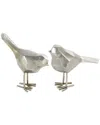 Cosmoliving By Cosmopolitan Set Of 2 Bird Gray Polystone Sculpture In Gray