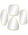 Cosmoliving By Cosmopolitan Set Of 4 Wood Wall Mirror With Varying Shape In Gold
