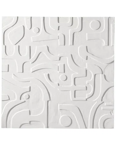 Cosmoliving By Cosmopolitan Geometric White Wood Intricately Carved Wall Decor