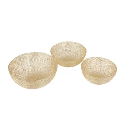 Cosmoliving By Cosmopolitan Glam 3 Piece Iron Decorative Bowl (set Of 3) In Gold