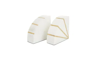 Cosmoliving By Cosmopolitan Glam Bookends, Set Of 2 In White