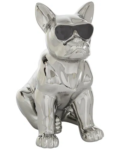 Cosmoliving By Cosmopolitan Glam Dog Ceramic Sculpture In Silver