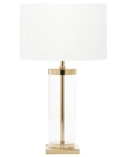 Cosmoliving By Cosmopolitan Glam Metal Gold Table Lamp In White