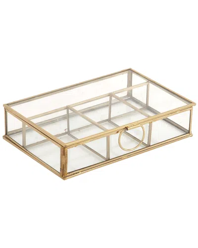 Cosmoliving By Cosmopolitan Gold Glass Jewelry Box With Clear Glass In Multi