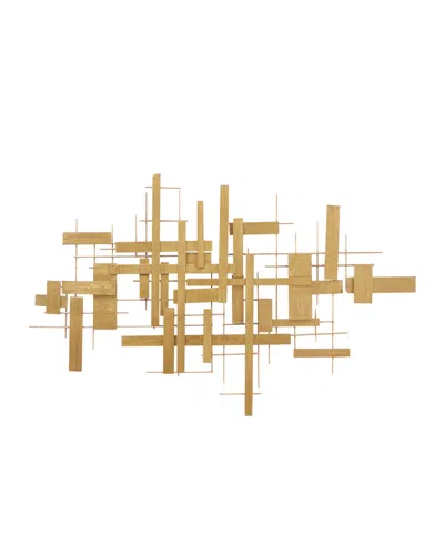Cosmoliving By Cosmopolitan Gold Metal 3d Stripes Geometric Wall Decor 62" X 2" X 32"