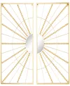 Cosmoliving By Cosmopolitan Gold Metal Half Moon Mirror Geometric Wall Decor With Gold Frame Set Of 2 16"w, 32"h In Gold