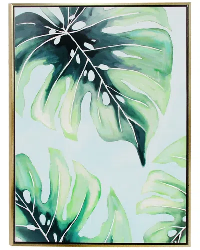 Cosmoliving By Cosmopolitan Green Wood Eclectic Monstera Leaf Framed Wall Art In Multi