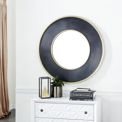 Cosmoliving By Cosmopolitan Large Gold And Black Metal Rimmed Wall Mirror, 35" X 35"