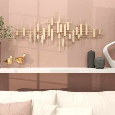Cosmoliving By Cosmopolitan Metal Geometric Layered Geometric Home Wall Decor In Gold