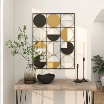 Cosmoliving By Cosmopolitan Metal Half Moon Geometric Home Black Wall Decor With Gold Detailing In Black;gold