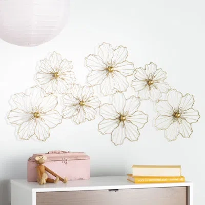 Cosmoliving By Cosmopolitan Metal Wire Foiled Floral Home Wall Decor With Scroll Accents In Multi