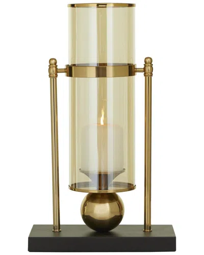 Cosmoliving By Cosmopolitan Modern Metal Hurricane Lamp In Gold