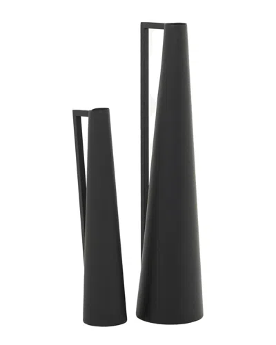 Cosmoliving By Cosmopolitan Modern Metal Vase Set In Black