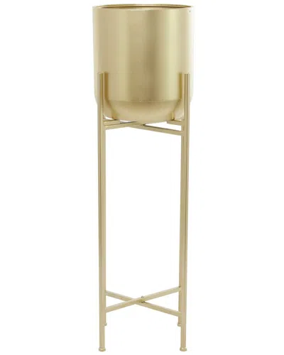 Cosmoliving By Cosmopolitan Modern Round Metal Planter With Removable Stand In Gold