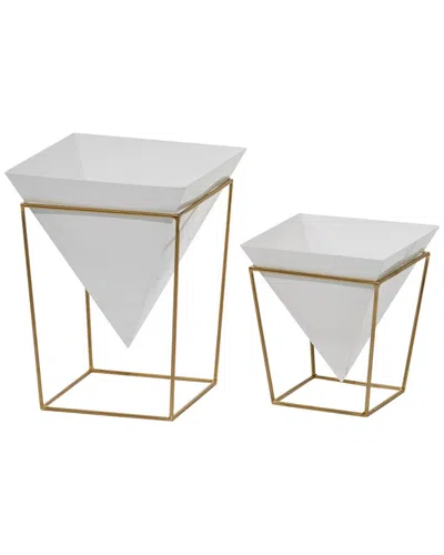 Cosmoliving By Cosmopolitan Planter Set In White