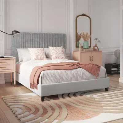 Cosmoliving By Cosmopolitan Platform Frame Bed With Adjustable Tufted Headboard In Gray