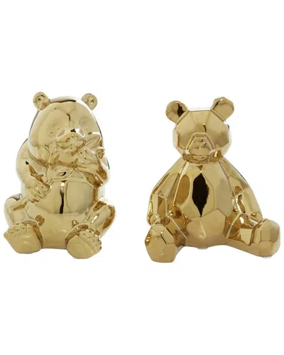 Cosmoliving By Cosmopolitan Porcelain Glam Sculpture Set In Gold