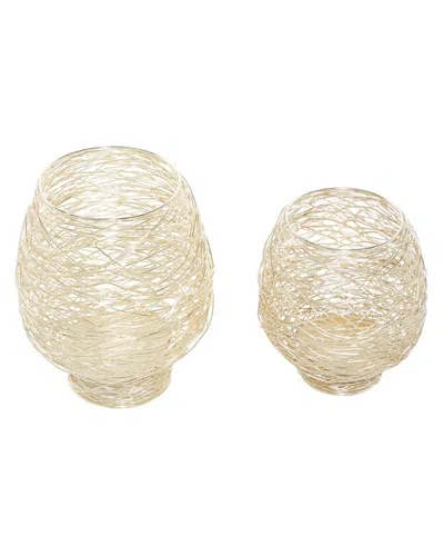 Cosmoliving By Cosmopolitan Set Of 2 Candle Holders In Gold