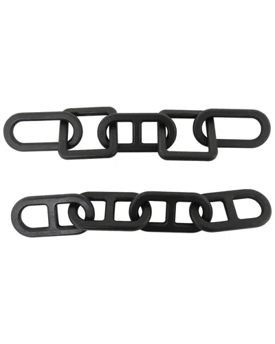 Cosmoliving By Cosmopolitan Set Of 2 Chain Wood Sculpture In Black