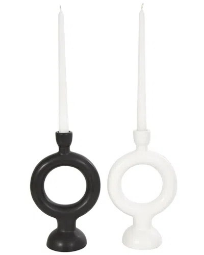Cosmoliving By Cosmopolitan Set Of 2 Contemporary Candle Holders In Multi