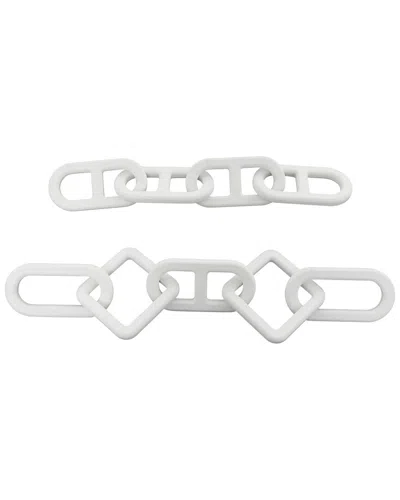 Cosmoliving By Cosmopolitan Set Of 2 Contemporary Chain Wood Sculpture In Silver