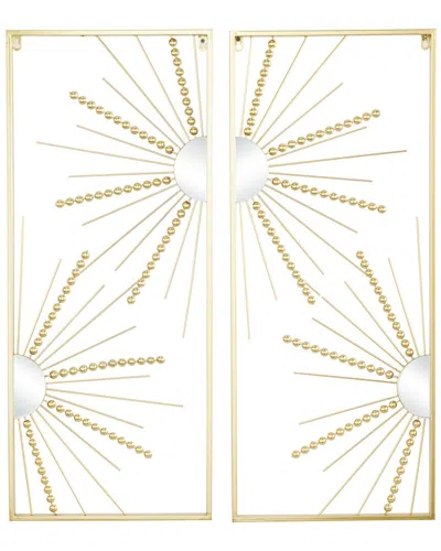 Cosmoliving By Cosmopolitan Set Of 2 Geometric Metal Half Moon Mirror Wall Decor With Frame In Gold