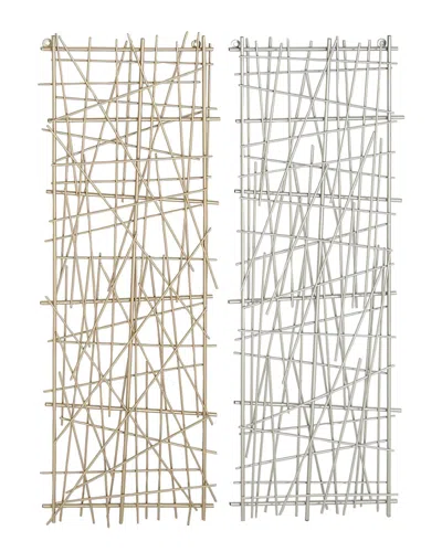Cosmoliving By Cosmopolitan Set Of 2 Geometric Multi Colored Metal Overlapping Lines Wall Decor
