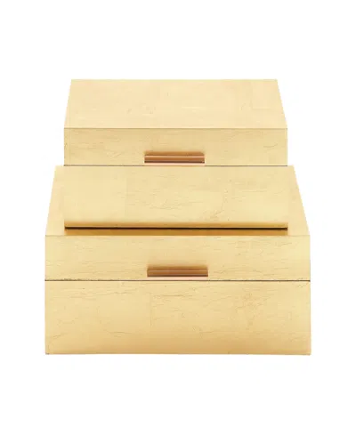 Cosmoliving By Cosmopolitan Set Of 2 Gold Wood Glam Box, 11", 13" In Gold-tone
