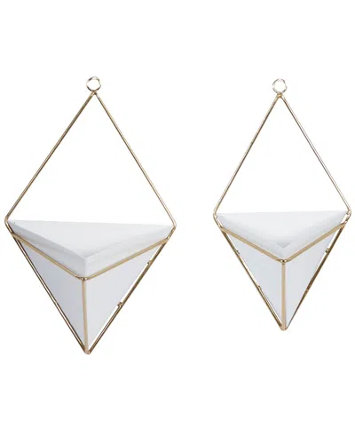 Cosmoliving By Cosmopolitan Set Of 2 Hanging Planters In White