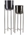 COSMOLIVING BY COSMOPOLITAN COSMOLIVING BY COSMOPOLITAN SET OF 2 METAL DOME PLANTERS WITH STANDS