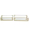 Cosmoliving By Cosmopolitan Set Of 2 Metal Mirrored Tray With Acrylic Handles In Gold