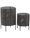 Cosmoliving By Cosmopolitan Set Of 2 Metal Planters In Black