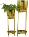 COSMOLIVING BY COSMOPOLITAN COSMOLIVING BY COSMOPOLITAN SET OF 2 METAL PLANTERS WITH STANDS