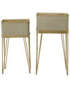 Cosmoliving By Cosmopolitan Set Of 2 Metal Planters With Stands In Gold