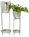 COSMOLIVING BY COSMOPOLITAN COSMOLIVING BY COSMOPOLITAN SET OF 2 METAL PLANTERS WITH STANDS