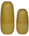 Cosmoliving By Cosmopolitan Set Of 2 Modern Round Yellow Ceramic Vase In Yellow