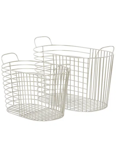 Cosmoliving By Cosmopolitan Set Of 2 Silver Baskets