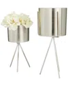 Cosmoliving By Cosmopolitan Set Of 2 Silver Planters In Silver