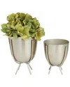 Cosmoliving By Cosmopolitan Set Of 2 Silver Planters In Silver
